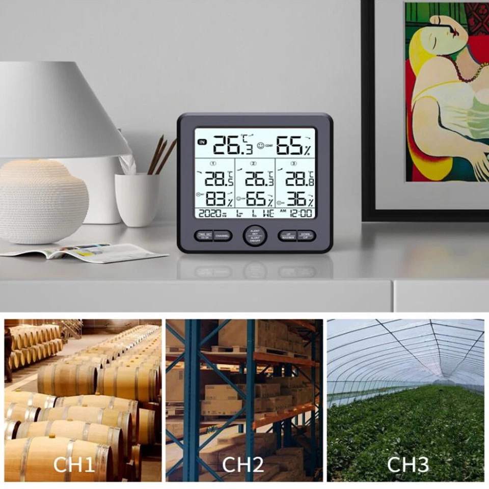 Digital Funk Wetterstation Funkwecker Thermometer Hygrometer mit 3 Außensensor - Bild 3 von 4