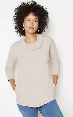 J Jill Pure Jill Womens Harmony Soft-Draped Cowl Pullover Hoodie Size L
