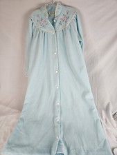 NWT Vtg Cachet Sears Sz M Blue Velour Floor Length Robe House Coat Granny style
