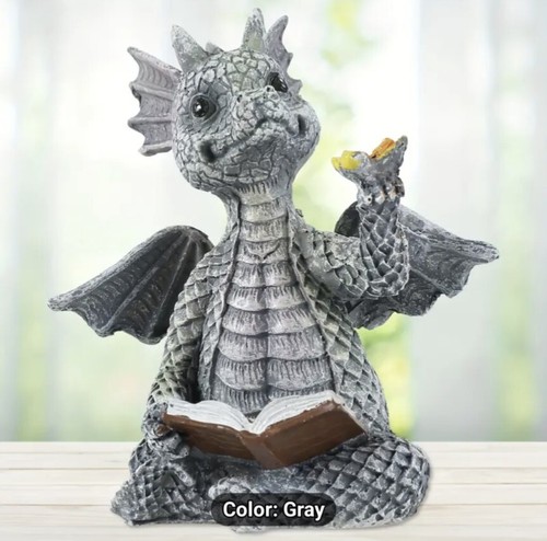 Cute Dragon Holding A Butterfly While Reading A Book #Mystical #Fantasy.