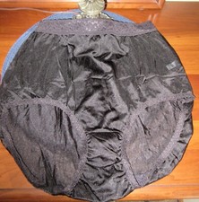 VINTAGE HANE'S LACE waist silky seam tag nylon HI LEG BLACK panties 10/3X
