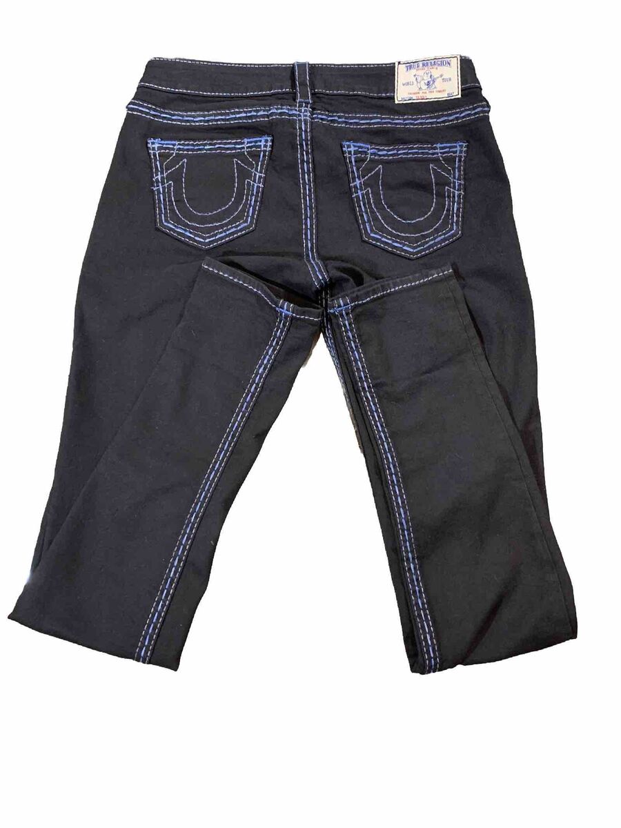 True Religion Black w/ Blue Stitching Jeans - Size: 28 True Religion Black w/ Blue Stitching Jeans - Size: 28