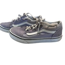 Kids Vans Off The Wall Gray Suede Lace Up Sneakers Youth Size 3 White Trim