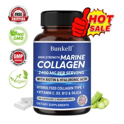 BUNKELL Hydrolisierte Marine Kollagen Kapseln - Verjüngt mit Collage Hydratisiert tro...