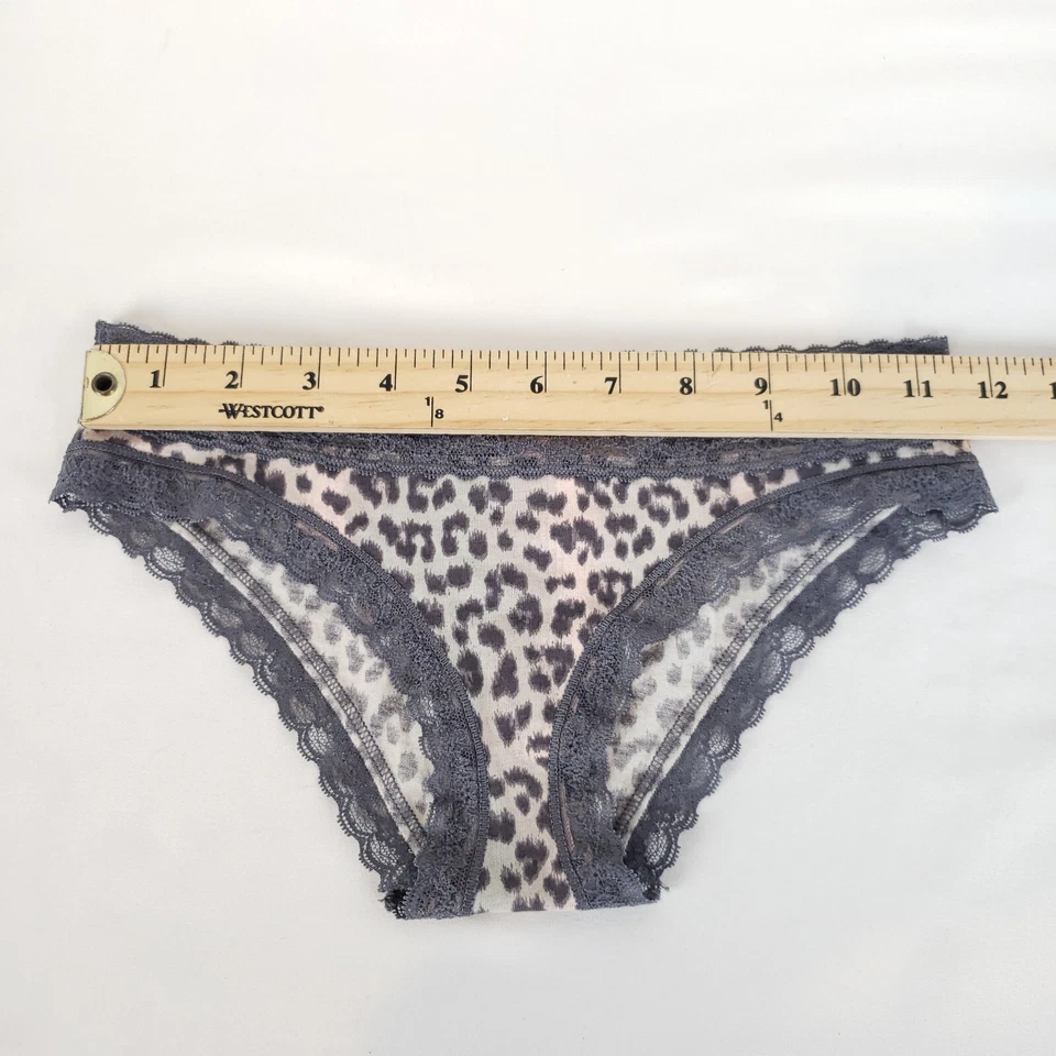 Bragas Cheekini Vintage Victorias Secret tiro bajo gris encaje leopardo 2015 nuevas con etiquetas Foto 4 de 4