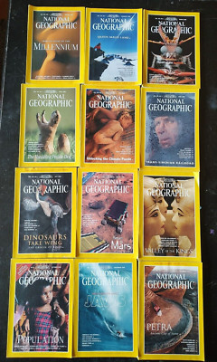 FULL YEAR 1998 National Geographic Magazine 12 Issues Petra Millennium Jaws Mars