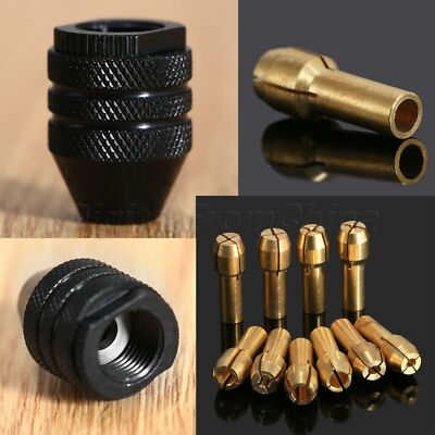 0.5mm-3.2mm Brass Collet Chuck 4.3mm Shank & M7 Keyless Chuck Rotary Tool Kit