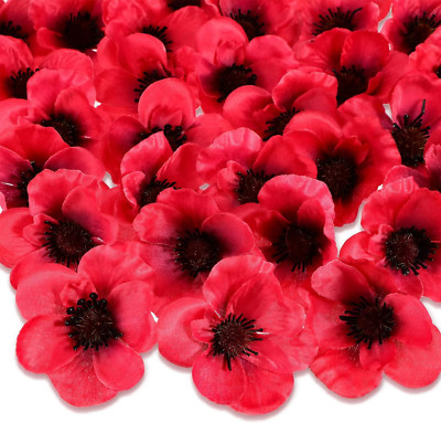 Xinnun Silk Artificial Stemless Faux Flowers for Veterans Day False Flowers Head