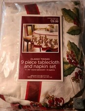 70" Round Tablecloth 6 Matching Napkins