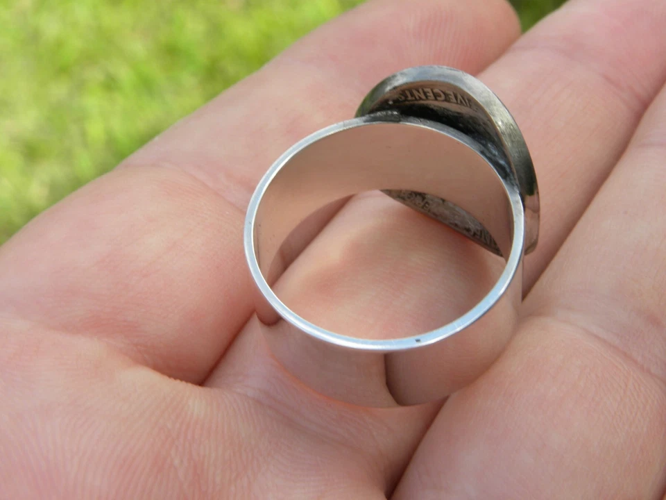 1936 authentic Buffalo Indian Nickel coin signet ring  sterling silver 12 size - Image 3 of 4