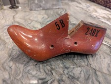 Antique Wooden Shoe Last Size 5B Hinged Cobbler Form Red Painted Industrial