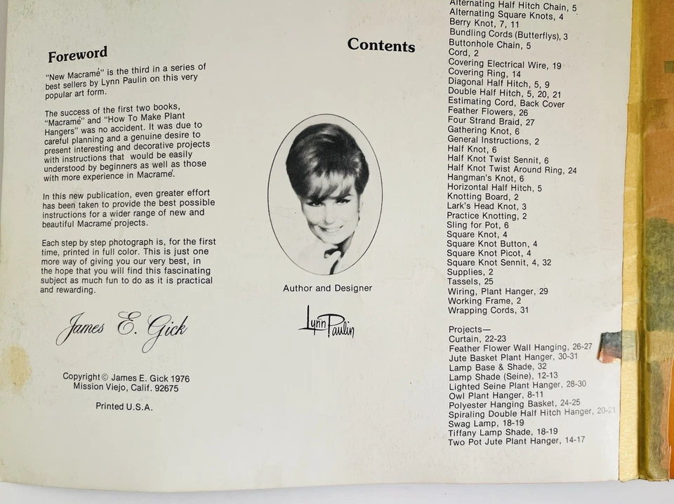 NEW MACRAME Plant Hangers & Home Decorating Ideas Book Lynn Paulin (1976) - Image 2 of 4