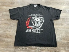 If You Want A Few Inches Just Stroke It T Shirt Faded Biker Vtg Y2K Engine 2000s