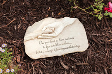 Dog Paw in Hand Devotion Painted Polystone Stepping Stone - 12  W X 0.5  D X 7.5  H