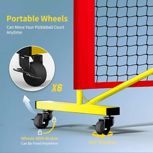 Pickleball Net with Wheels,22FT Regulation Size Portable Pickleball Net,with Pickleball Net with Wheels,22FT Regulation Size Portable Pickleball Net,with