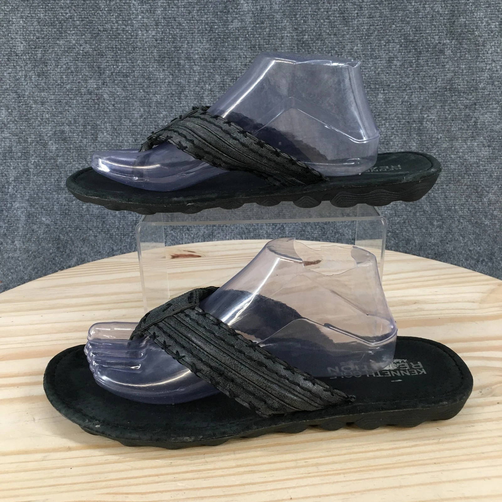 Kenneth Cole Reaction Sandals Mens 11 M Flip Flop Black Slip On Open Toe Casual