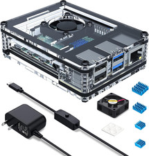 Raspberry Pi 4 Case with Fan, 5V 3A Power Supply  4 Aluminum Heatsinks