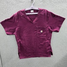 Carhartt Women Scrub Top L Purple Logo PO 0421-7006886 Short Sleeve