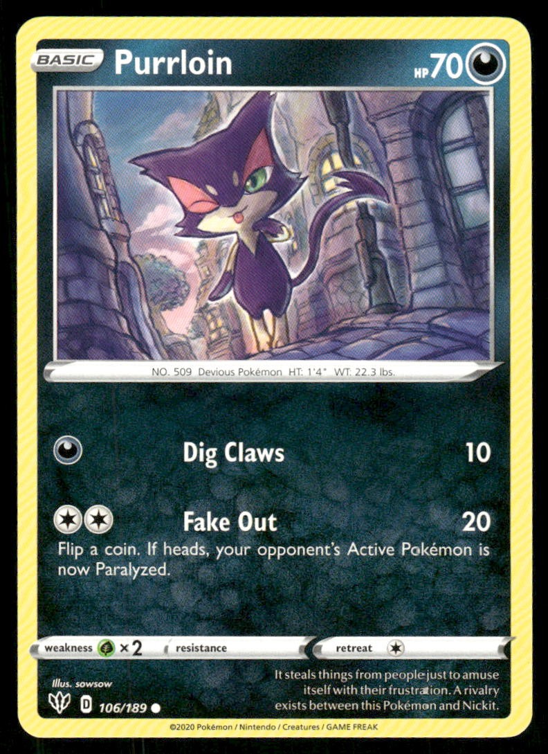 Purrloin 106/189 - Darkness Ablaze - Common NM