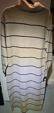 MNG Mango Women L Wool Knit Striped Turtleneck Dress US-NEW WITH TAGS