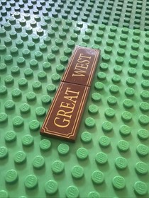 LEGO Printed Tile 2x4 Set Brown GREAT WEST Train Signs Hotel Western Cowboy 7597