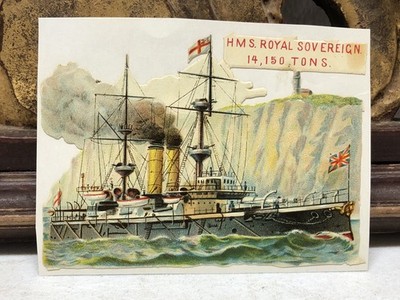 Victorian Era Die Cut HMS Royal Sovereign 14,150 Tons Scrap Steamboat L3
