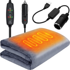 12V Car Heated Blanket, 57"X43" Fleece Portable Electric Blanket with Temperatur