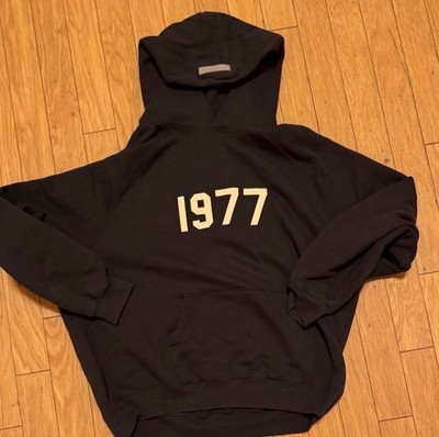 Fear of God Essentials Black 1977 Fleece Pullover Hoodie Men's 