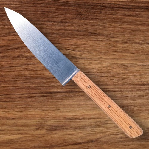 USA Handmade Professional 7" Chef's Knife | HC 1084 Tempered Steel | Oak Handle