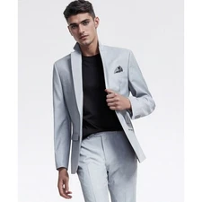 bar III 2 Piece Suit Mens 40S Pants 32x30 Light Grey Two Buttons Wool Blend NWT