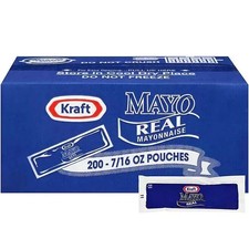 200 Packets - Kraft Real Mayo Mayonnaise Single Serve Packets 0.4375 oz EACH