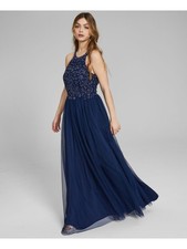 SPEECHLESS Womens Navy Back Tulle Lined Sleeveless Formal Dress 5