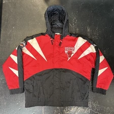 Vintage 90s Rare Chicago Bulls Apex One Hooded Sharktooth Puffer Jacket Sz XL