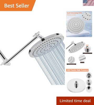 Luxury High Pressure Rainfall Shower Head with 11IN Adjustable Arm   Chrome