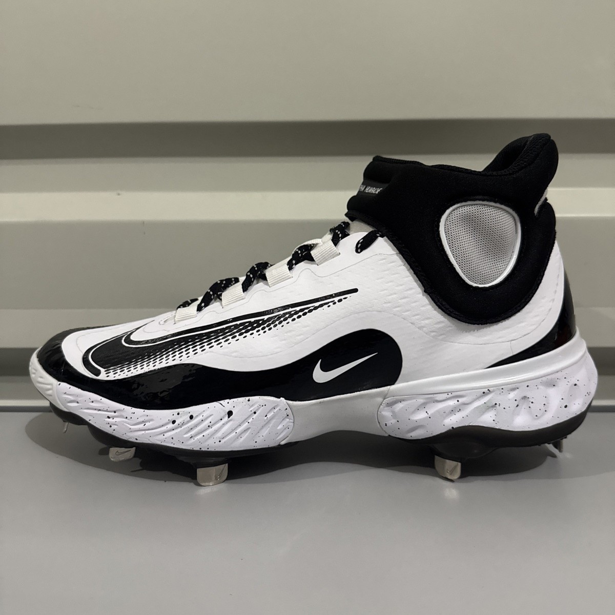 Nike Alpha Huarache Elite 4 Mid Black White Baseball Cleats FD2744