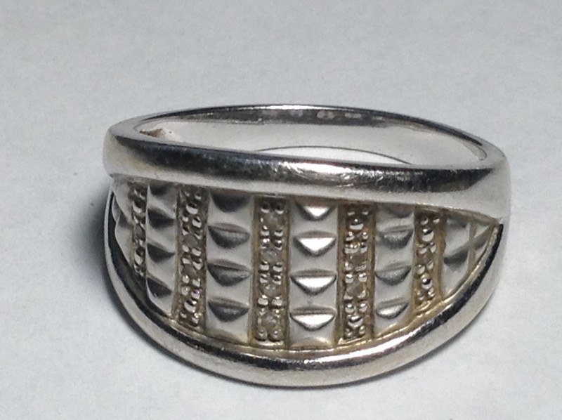 MA SOLID 14K WHITE GOLD DIAMOND BAND RING 5.77 GRAMS SIZE 10