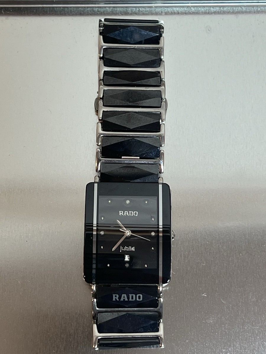 RADO Jubile Black Ceramic & Silver Watch w/ Diamonds & Tungsten