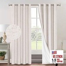 Primitive Textured Linen 100% Blackout Curtains for 52"W x 96"L Ivory