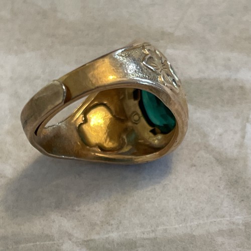 Anello vintage ragazza scout vetro verde riempito oro 10 kt misura 5,5 regolabile - Foto 7 di 9