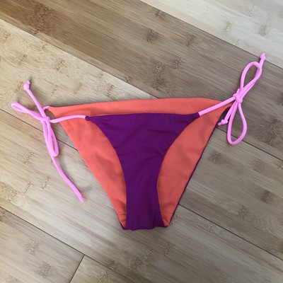 NWOT VS reversible orange & magenta tie string bikini bottom