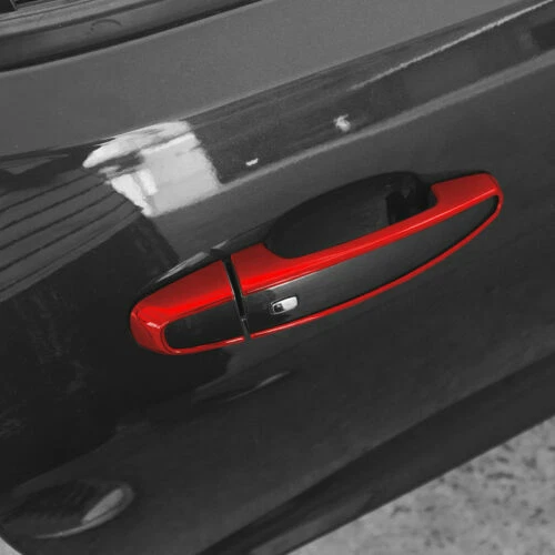 2pcs Exterior Door Handle Decor Cover Trim Bezels For Chevrolet Camaro 2017+ Red - Image 2 of 4