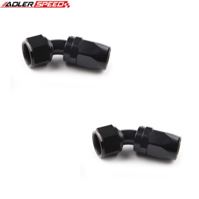US SHIP 2PCS AN10 -10AN 45 Degree Swivel Hose End Aluminum Fitting Adapter Black