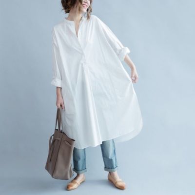 Ladies Cotton Long Shirt Dress White Blouse Casual Baggy White Oversized  Fashion | eBay
