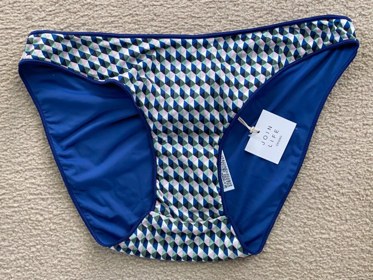 BNWT OYSHO BLUE MIX CLASSIC GEOMETRIC PATTERN BIKINI BOTTOMS
