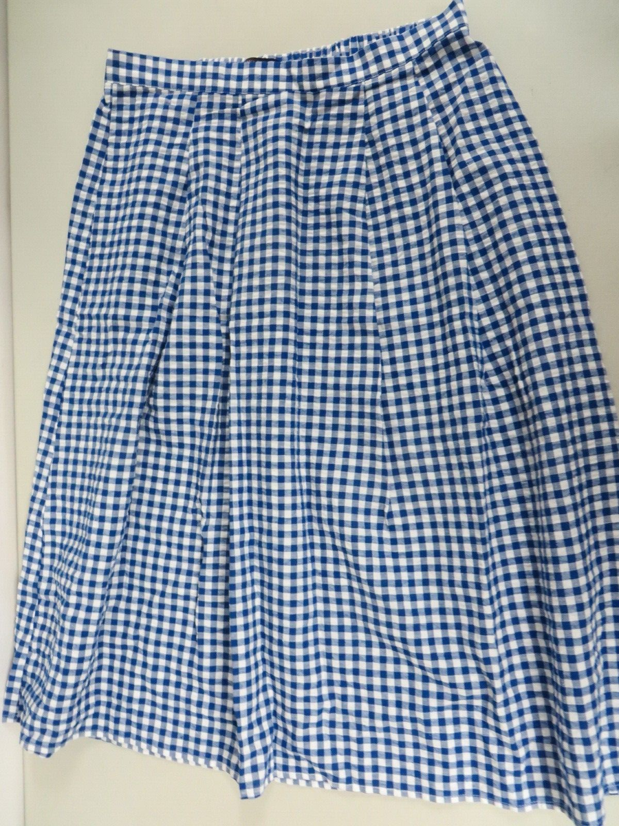 BANANA REPUBLIC Cotton blend Pleats A-line Blue/white Checkered