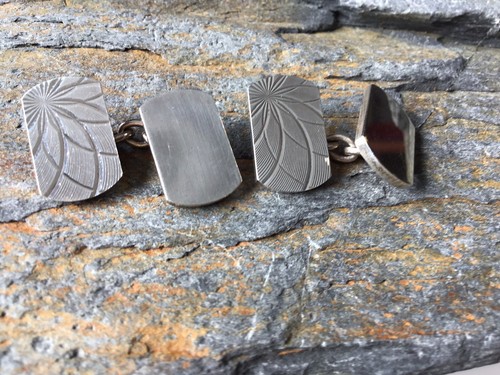 Vintage Sterling Silber Qualität Manschettenknöpfe Diamantschliff Muster 1967