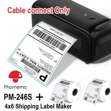 Bluetooth Shipping Label Printer or 4x6 Thermal Paper for Small Business Lot