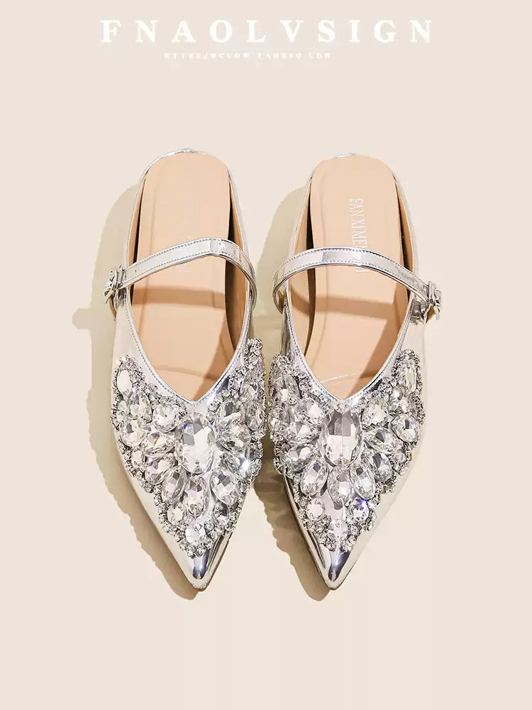 PANTOFOLA D’ORO Scarpe donna tacco alto estive pelle strass dritti a punta ciabatte