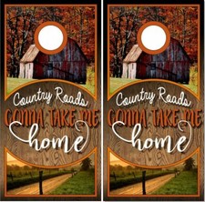 Rustic Wood Country Roads LAMINATED Cornhole Wrap Bag Toss Skin Decal Sticker