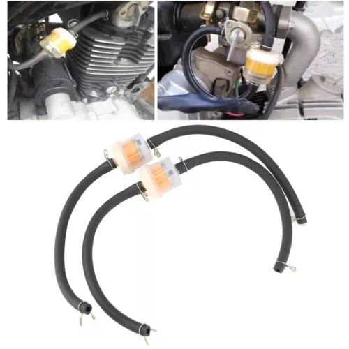 2x Filtro in linea benzina carburante e tubo flessibile linea e clip per mini moto quad ATV bici - Foto 1 di 13
